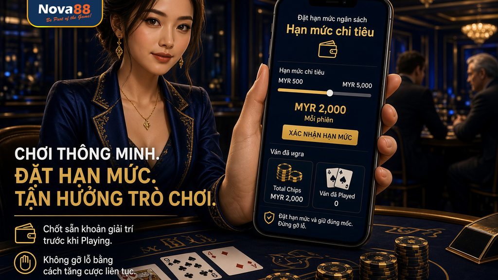 Người chơi đặt hạn mức ngân sách trước khi tham gia xì dách trực tuyến Nova88.